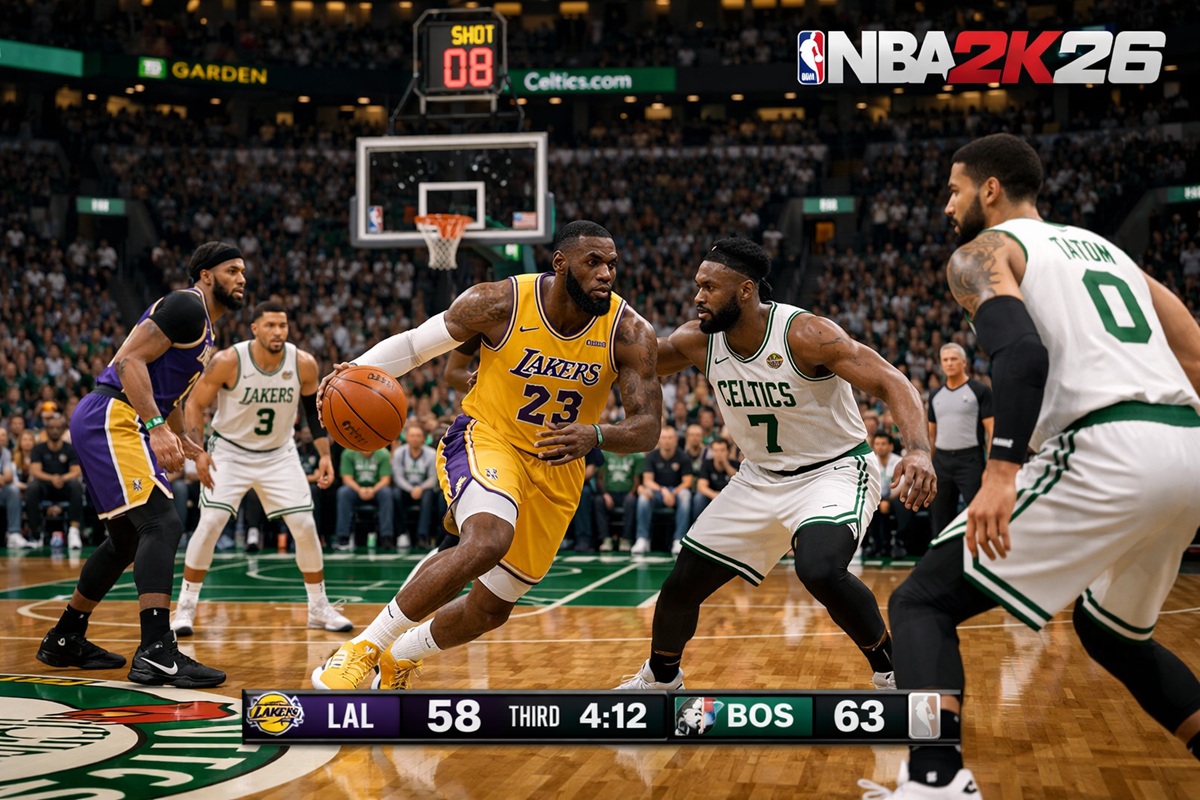 Gameplay d’un jeu de basketball inspire de NBA 2K26