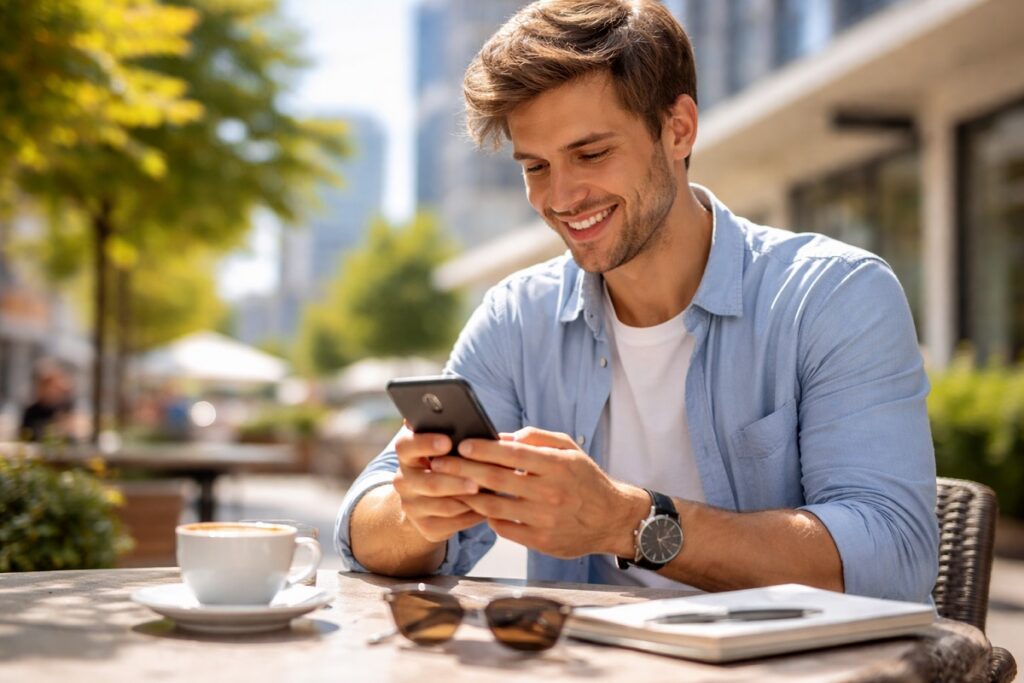 personne jouant à des jeux en ligne gratuits en pause déjeuner 