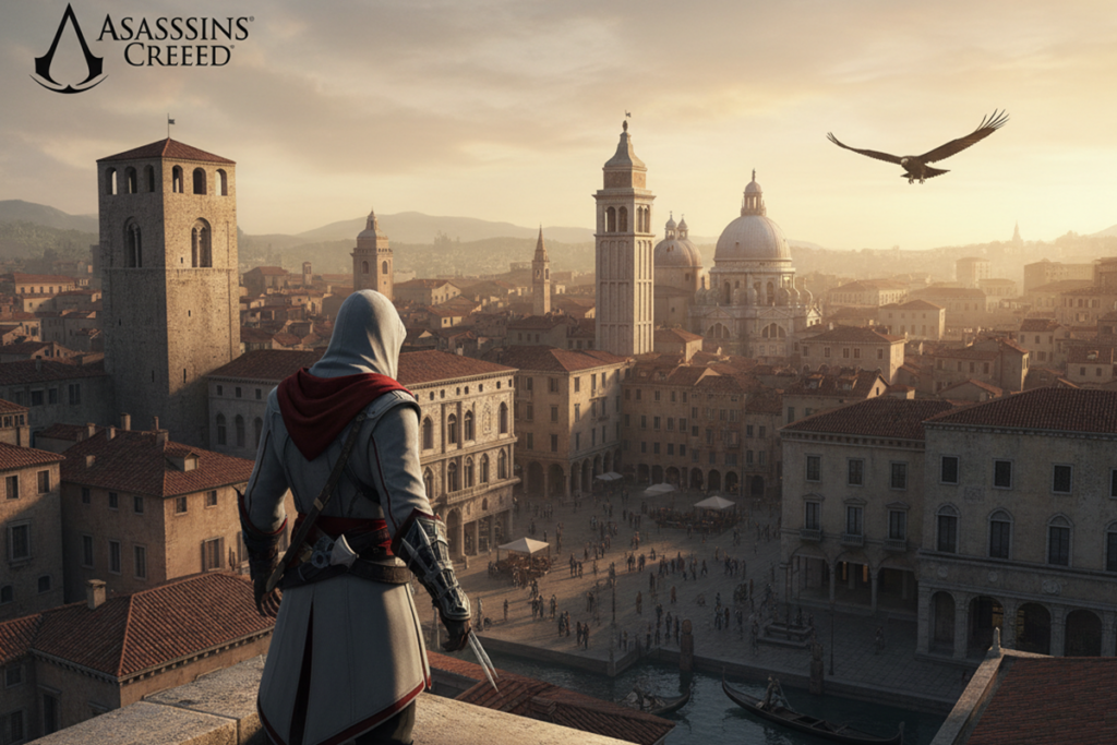 Un assassin comme dans le jeu Assassin’s Creed d’Ubisoft