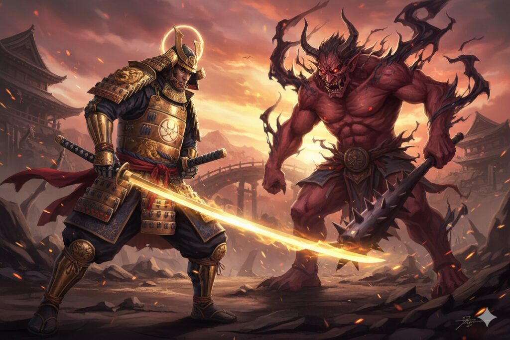 samouraï en armure dorée comme dans Nioh 3