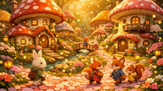 scène enchantée comme dans le jeu Animula Nook