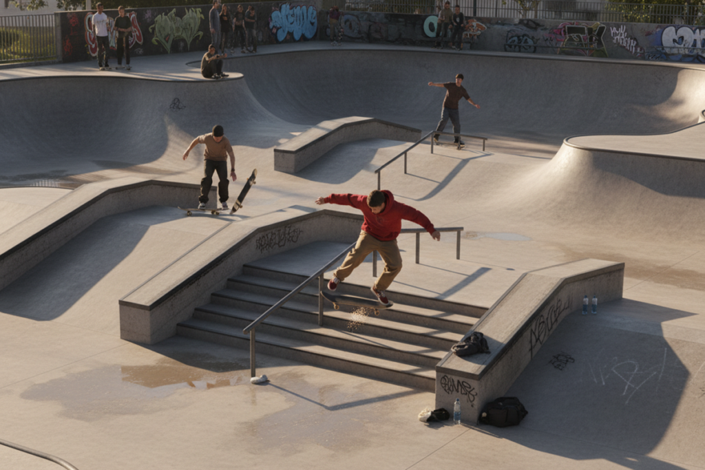 Des skateboarders comme dans le jeu skate.