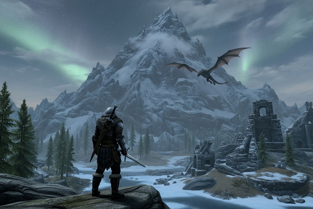 Gameplay d’un jeu d’action similaire à The Elder Scrolls V : Skyrim