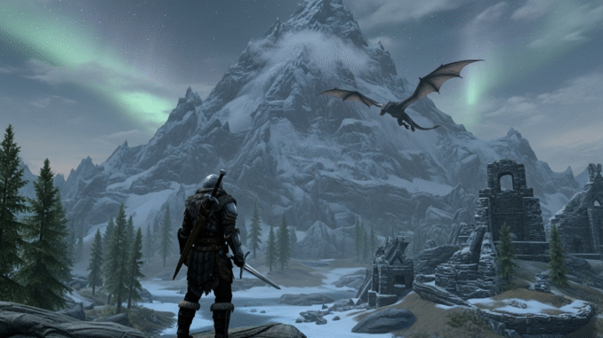 Gameplay d’un jeu d’action similaire à The Elder Scroll V : Skyrim