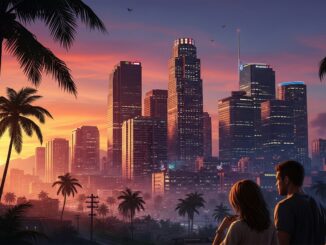 vue panoramique d’une ville moderne d’un jeu de Take-Two