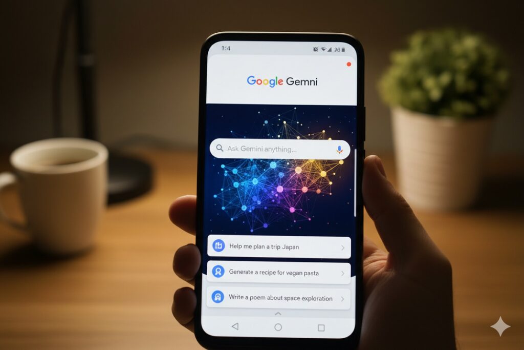 Google Gemini ouvert sur un smartphone