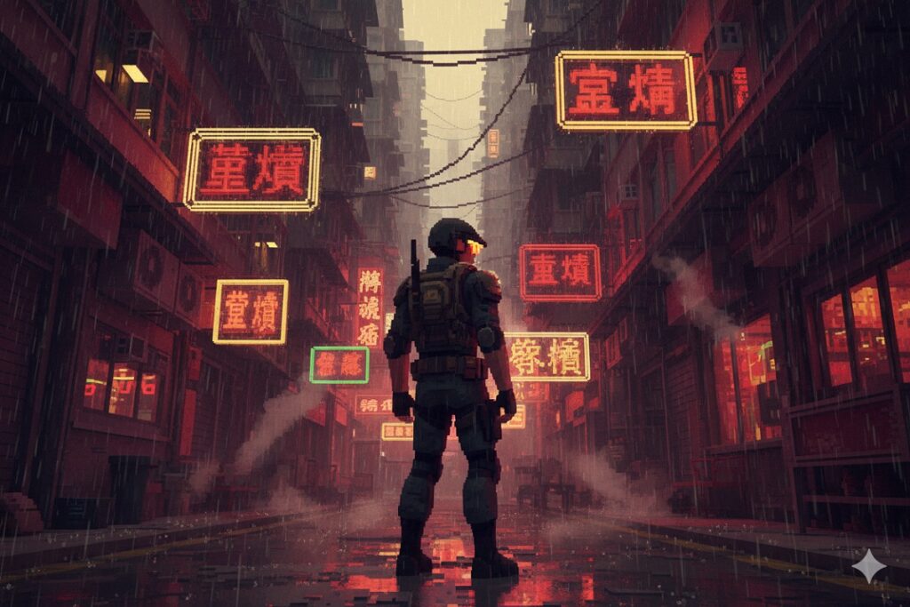 Rookie en tenue de commando comme dans The 9th Dragon