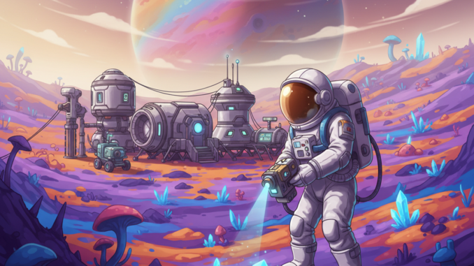 Gameplay d’un jeu d’exploration similaire à Astroneer