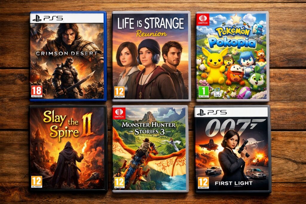 composition de pochettes de 6 jeux vidéo 