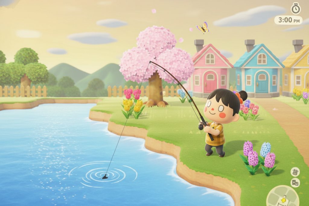 Gameplay d’un jeu de simulation similaire à Animal Crossing : New Horizons