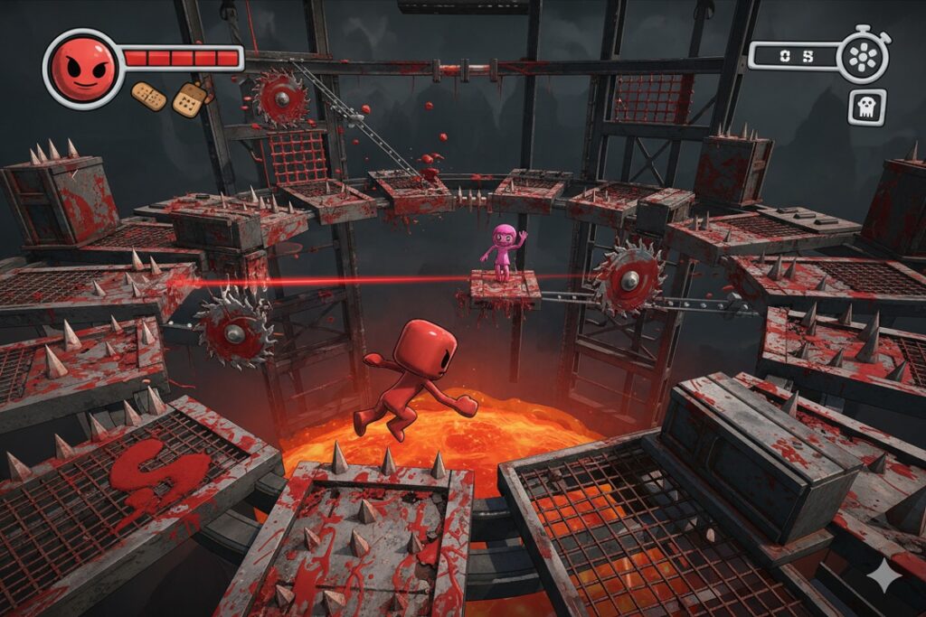 gameplay d’un jeu comme Super Meat Boy 3D