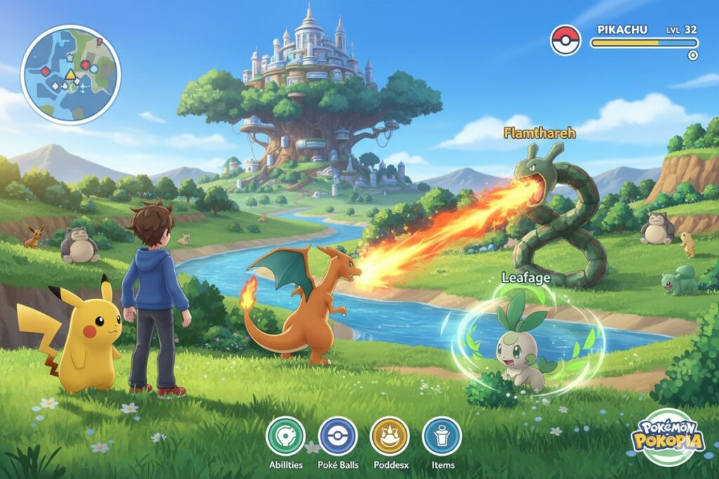 gameplay d’un jeu inspiré de Pokémon Pokopia