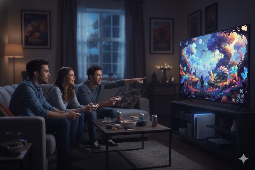 gamers jouant à Aniimo sur PS5