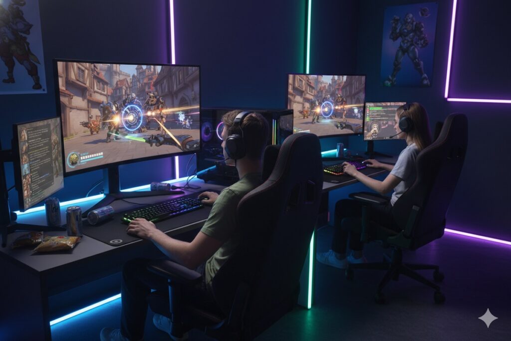 gamers jouant à Overwatch 