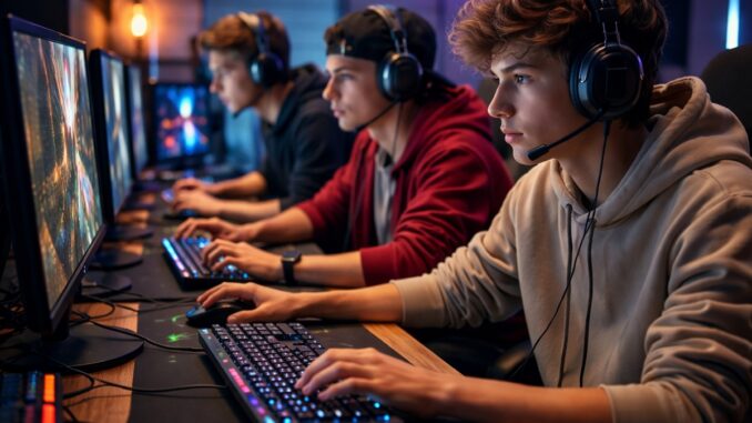 Des ados qui font une partie de jeux vidéo