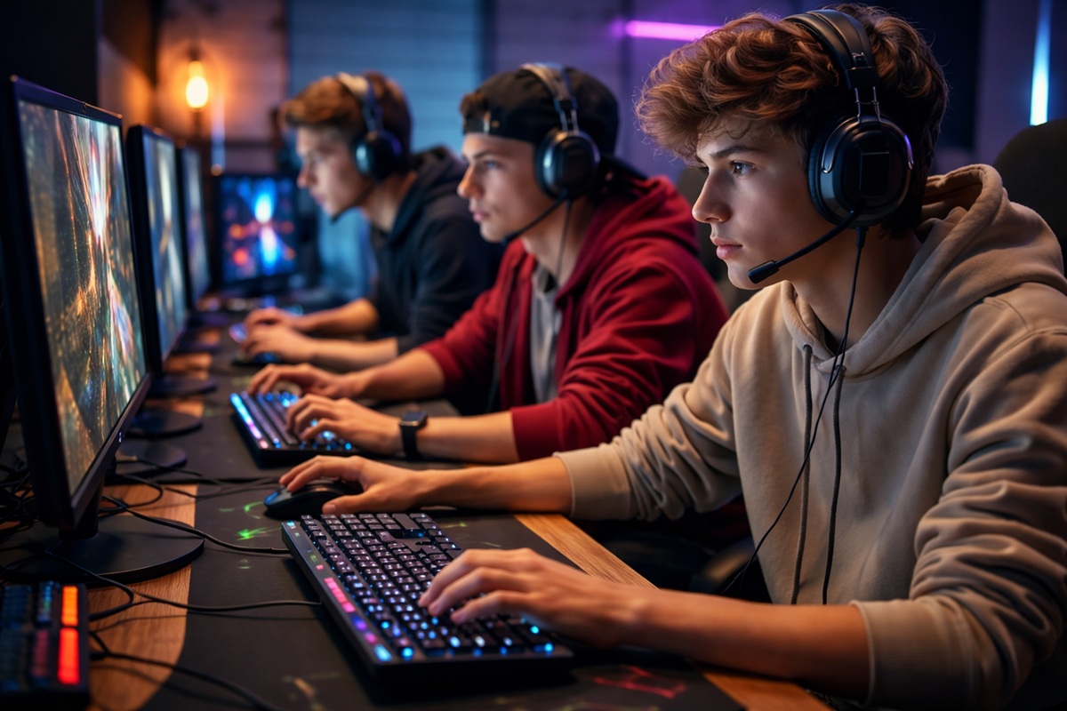 Des ados qui font une partie de jeux vidéo