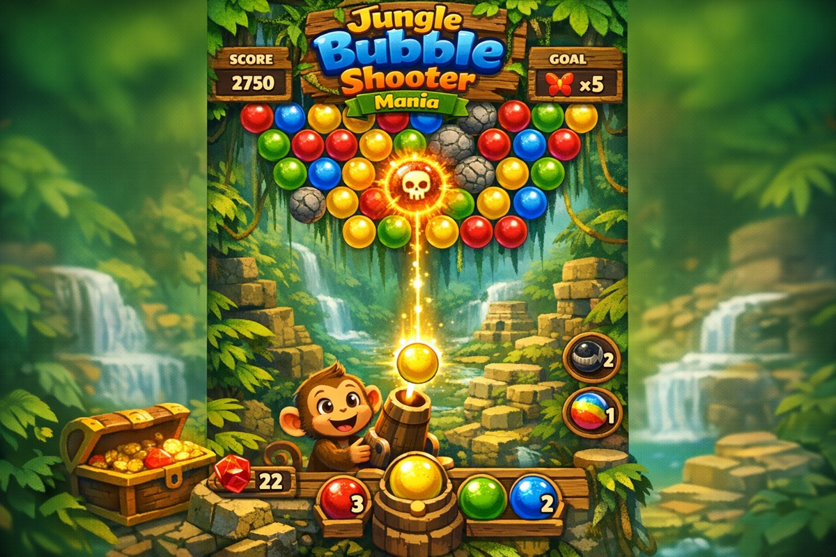 Gameplay d’un jeu comme Jungle Bubble Shooter Mania