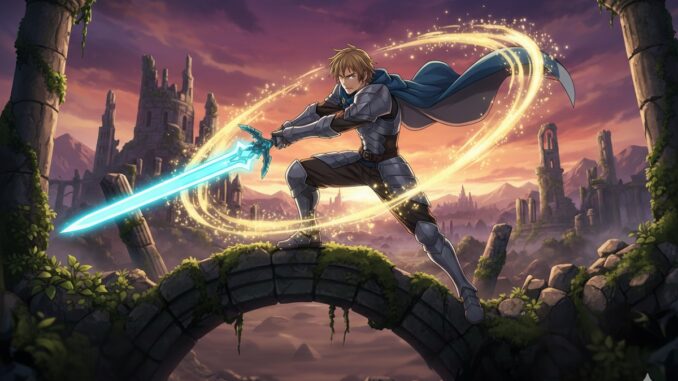 personnage en posture de combat comme dans Seven Deadly Sins: Origin