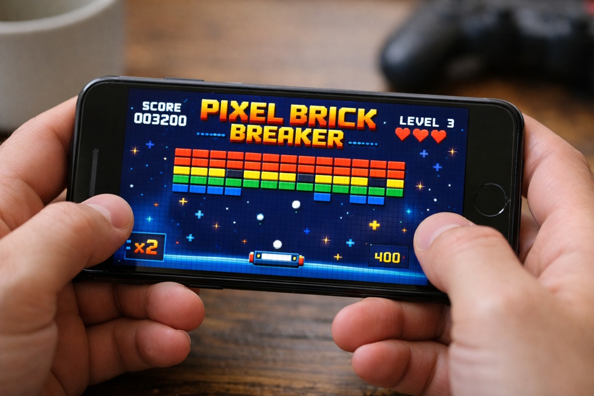 Gameplay d’un jeu d’arcade comme Pixel Brick Breaker