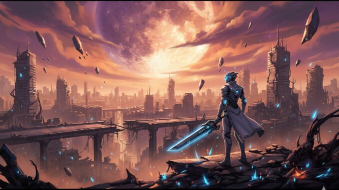 rover face à un paysage urbain comme dans Wuthering Waves