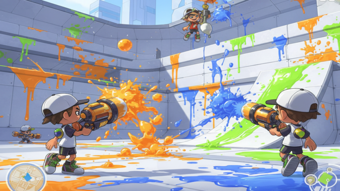 Gameplay d’un jeu de tir similaire à Splatoon 3