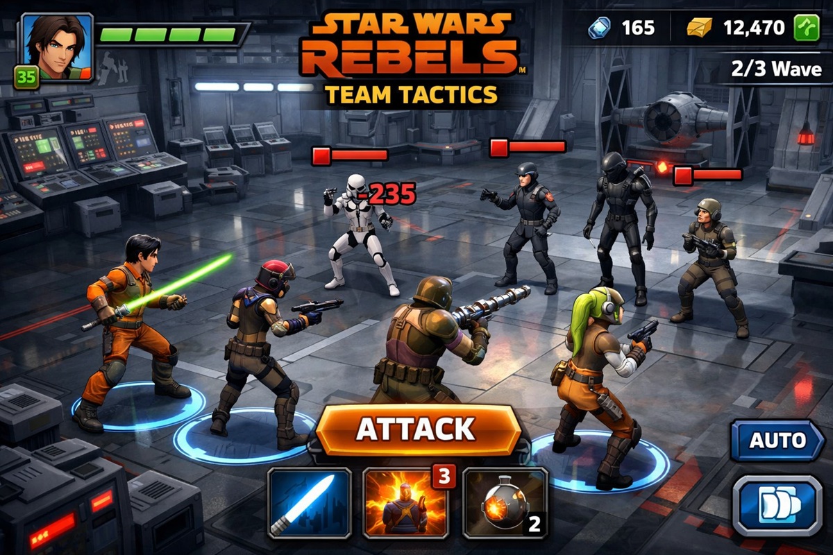 Gameplay d’un jeu mobile comme Star Wars Rebels : Team Tactics