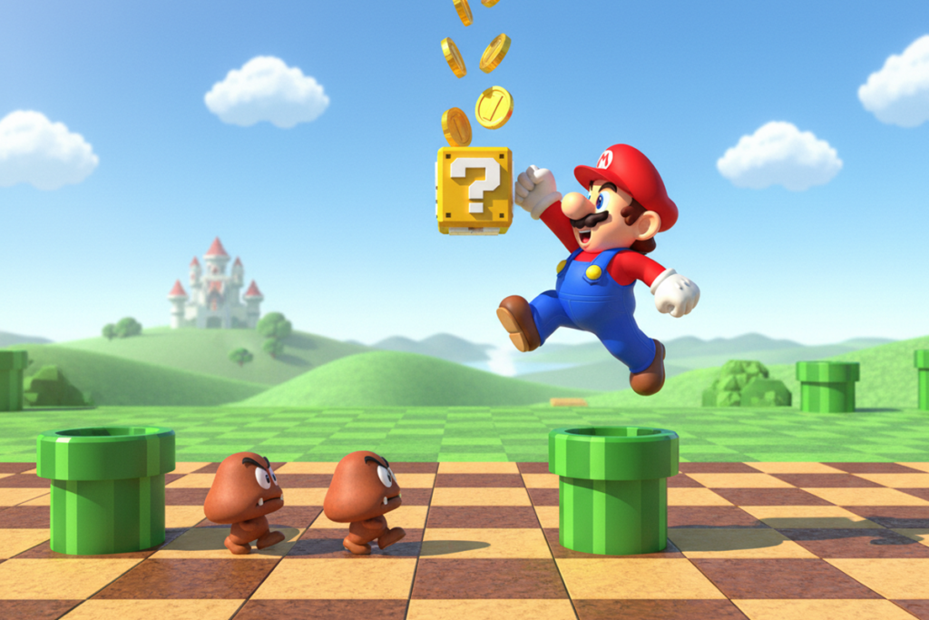 Gameplay d’un jeu similaire à Super Mario Bros. Wonder