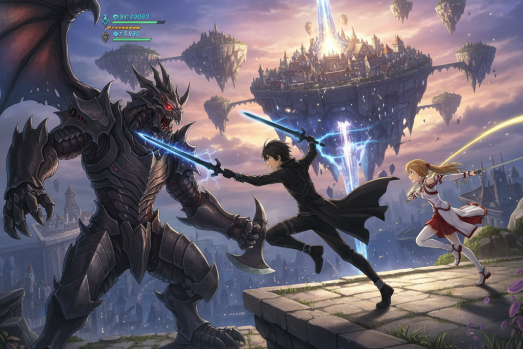 Gameplay d’un jeu RPG similaire à Sword Art Online