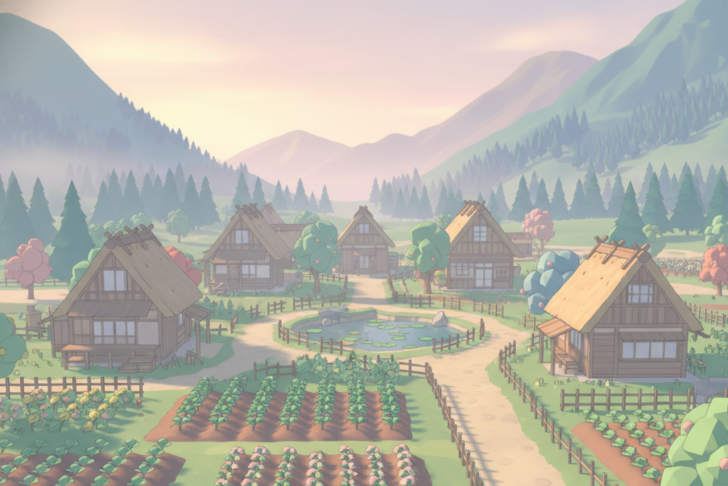 Gameplay d’un jeu de simulation similaire à Village in the Shade