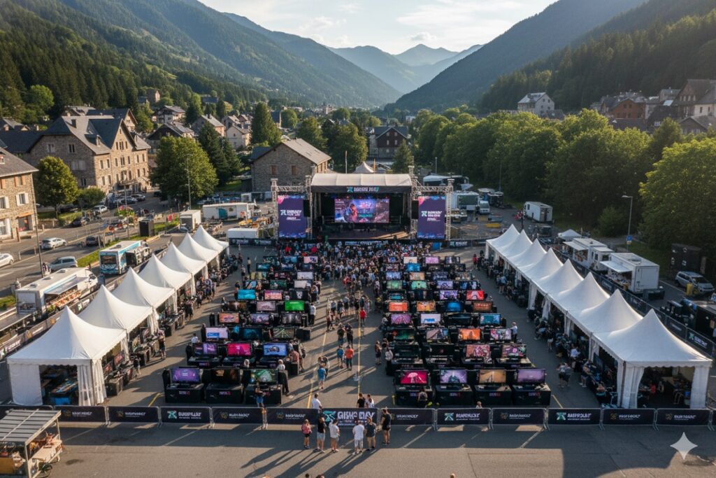 vue aérienne d’un évènement comme Gaming Day