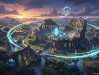 vue aérienne panoramique comme dans la version 6.5 de Genshin Impact