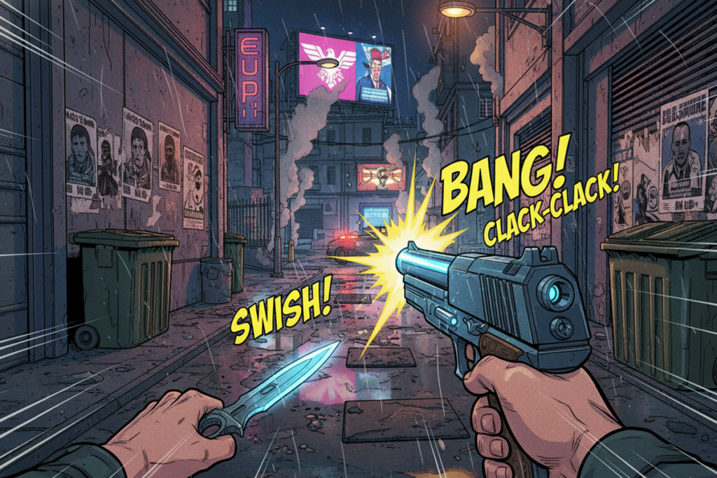 Gameplay d’un jeu FPS similaire à XIII