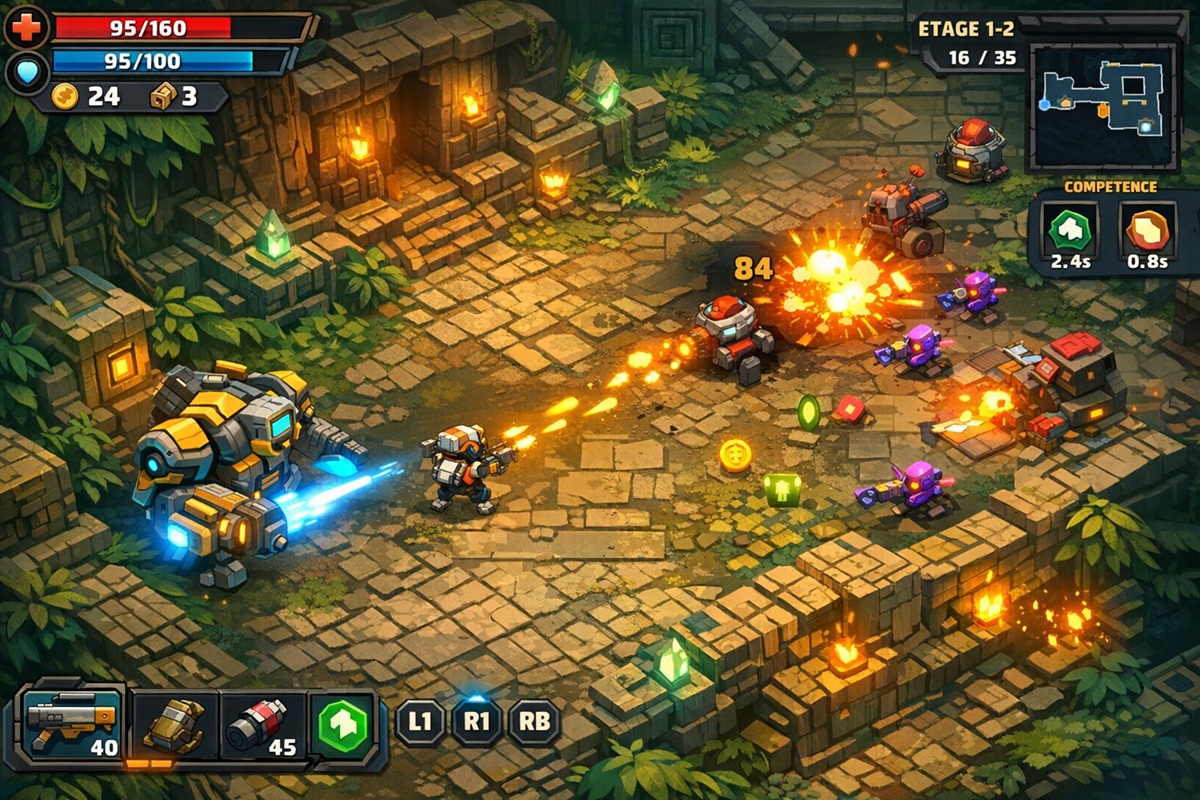 Gameplay d’un jeu mobile comme Bibots