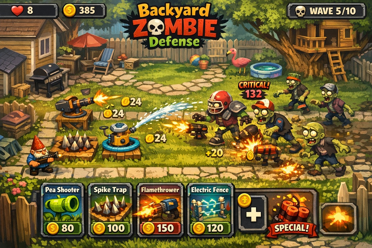 Gameplay d’un jeu mobile comme Backyard Zombie Defense