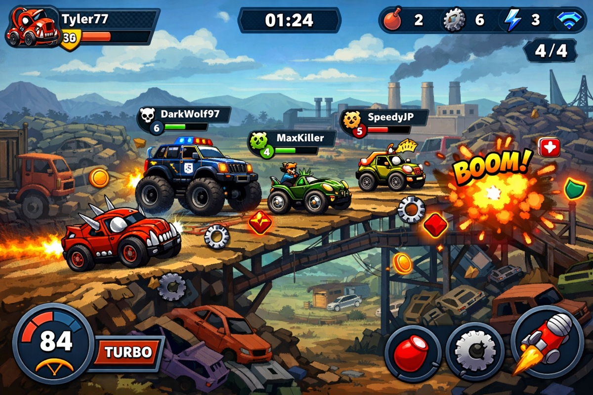 Gameplay d’un jeu mobile comme Car Eats Car Multiplayer