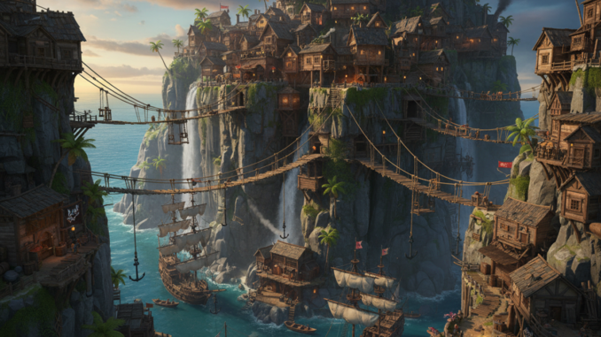 Gameplay d’un jeu city-building comme Corsair Cove