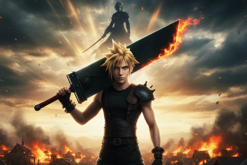 Héros similaire à Cloud du jeu Final Fantasy VII Rebirth