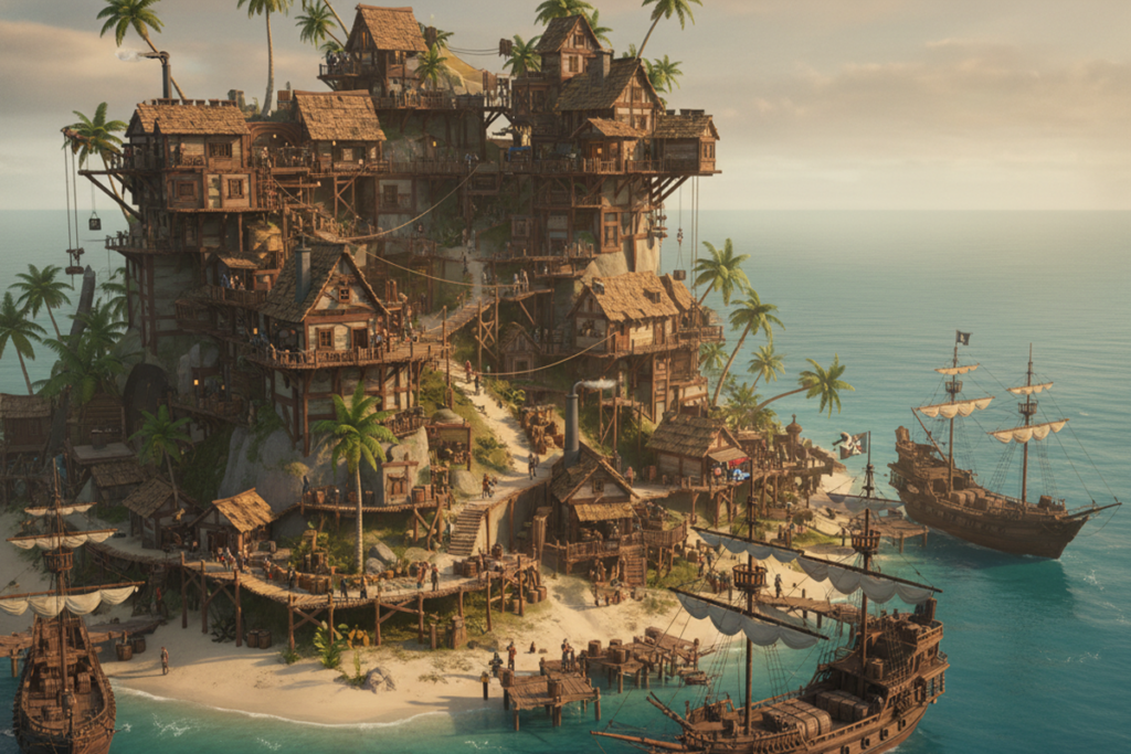 Gameplay d’un jeu de construction de pirates