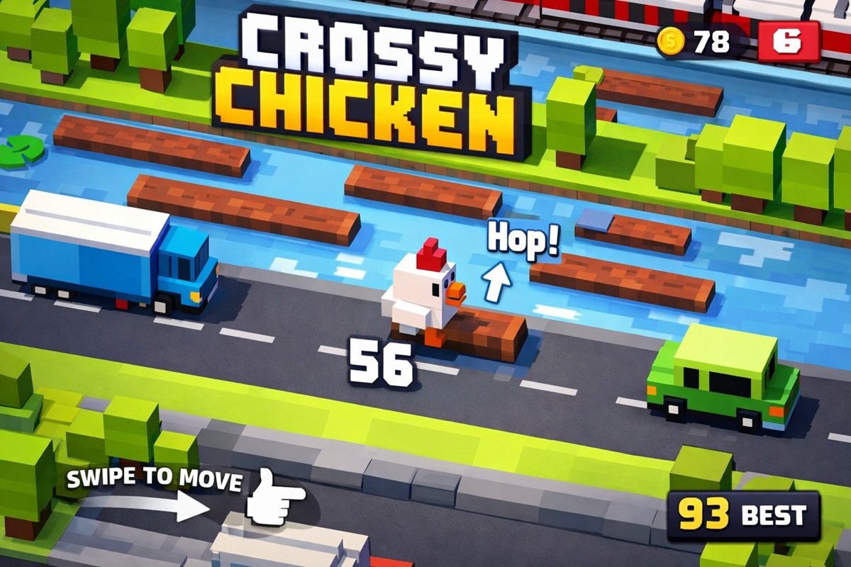 Gameplay d’un jeu mobile comme Crossy Chicken