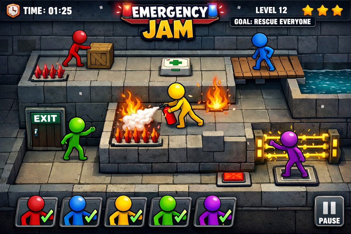 Gameplay d’un jeu mobile comme Emergency Jam