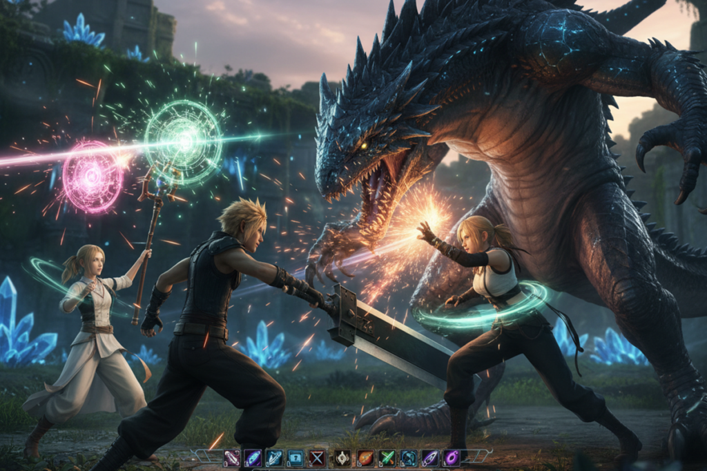 Gameplay d’un jeu action-RPG comme Final Fantasy VII Rebirth