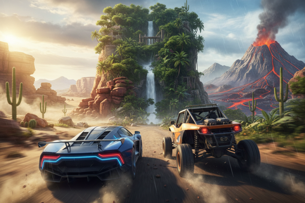 Gameplay d’un jeu de course comme Forza Horizon 5