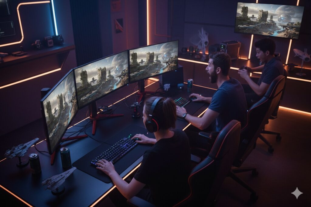 gamers découvrant la nouvelle map d’Arc Raiders