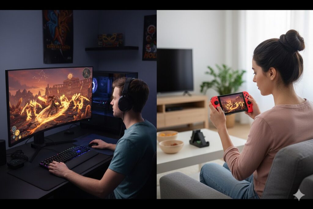 gamers testant un jeu comme Sol Cesto 