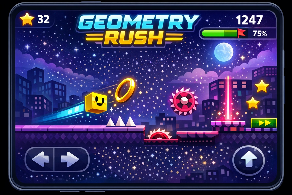 Gameplay d’un jeu mobile comme Geometry Rush