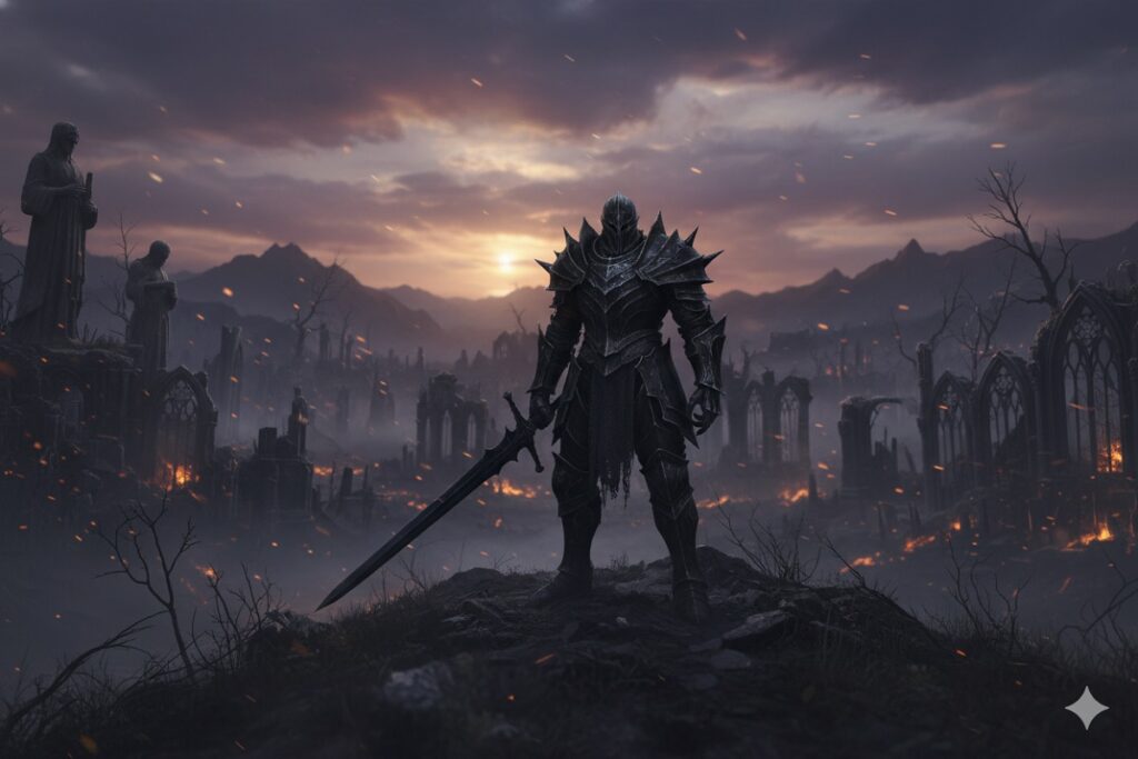 guerrier en armure comme dans Mortal Shell II