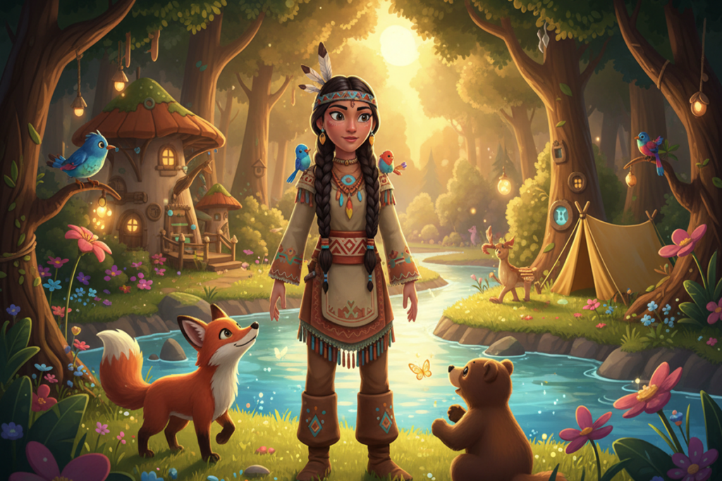 Illustration d’un personnage similaire à Pocahontas