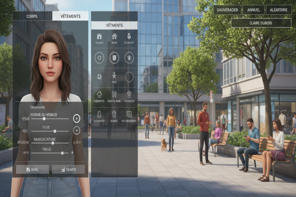Gameplay d’un jeu de simulation similaire à inZOI