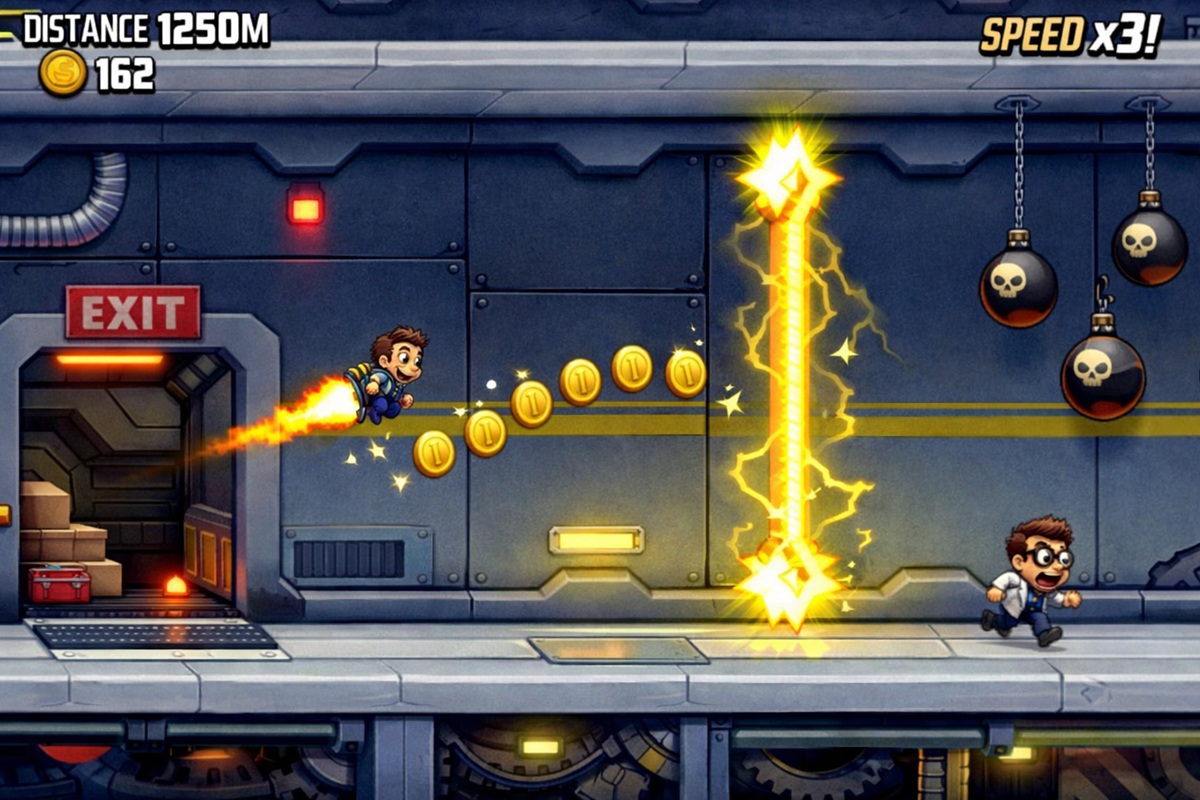 Gameplay d’un jeu de plateforme comme Jetpack Joyride