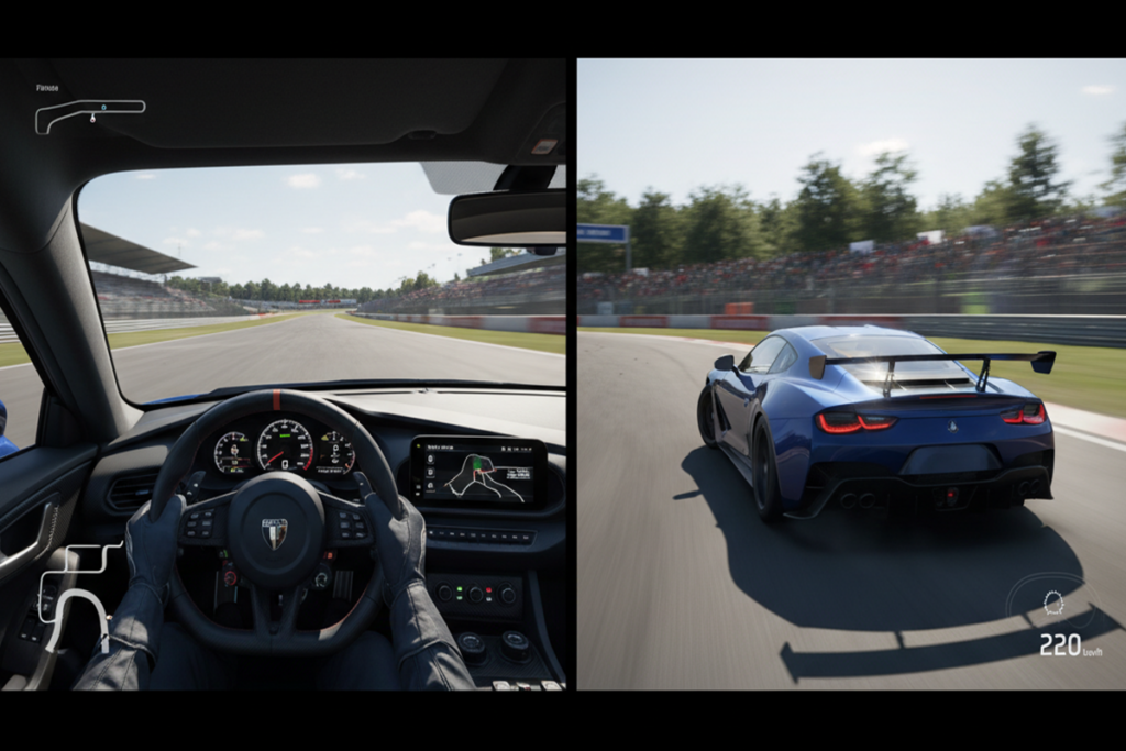 Gameplay d’un jeu de course similaire à Gran Turismo 7